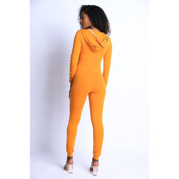 Women Zip Up Jumpsuit Romper Hoodie Lounge Long Sleeve One-piece Bodysuit Cuffed - Picture 5 of 7